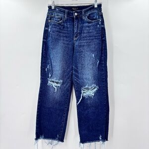 Judy Blue Wide Leg Distressed Cropped Jeans Size 27